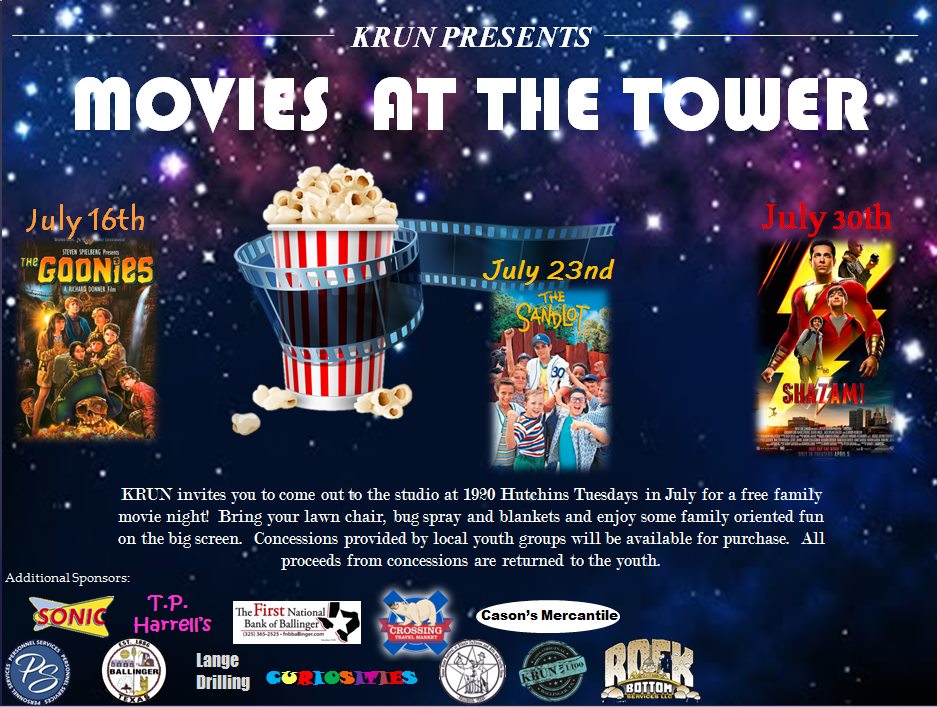 Movies at the Tower 2019 :: KRUN AM 1400 - Ballinger, TX ~ Where ...